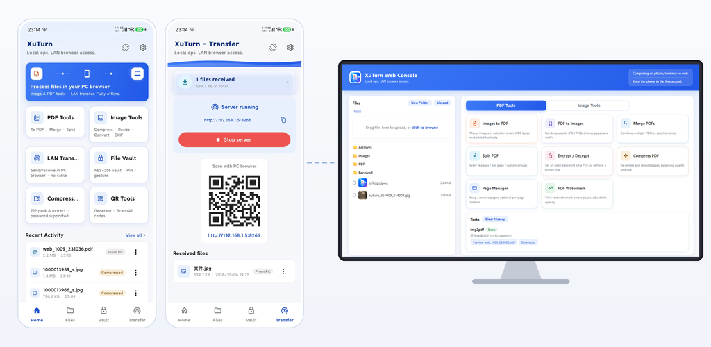 XuTurn: computing on your phone, terminal in the browser